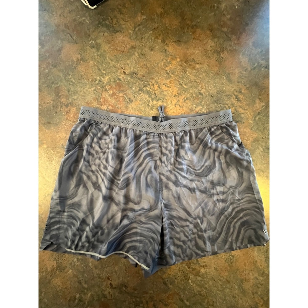 Mens 5" Velocity Run Shorts Ripple Grey Lava Moisture Wicking & 4-Way Stretch